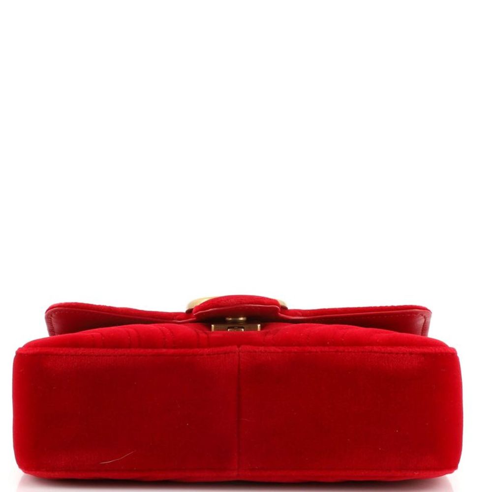 Gucci GG Marmont Flap Bag Matelasse Velvet Mini Red - Picture 5 of 7